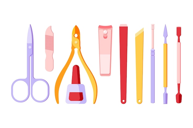 Manicure tools collection concept