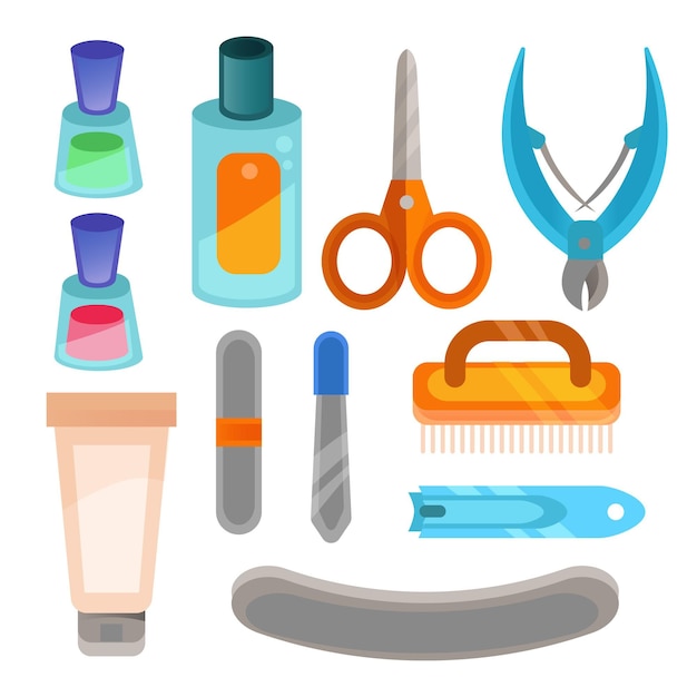 Free vector manicure tools pack