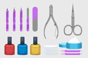 Vettore gratuito set di strumenti per manicure