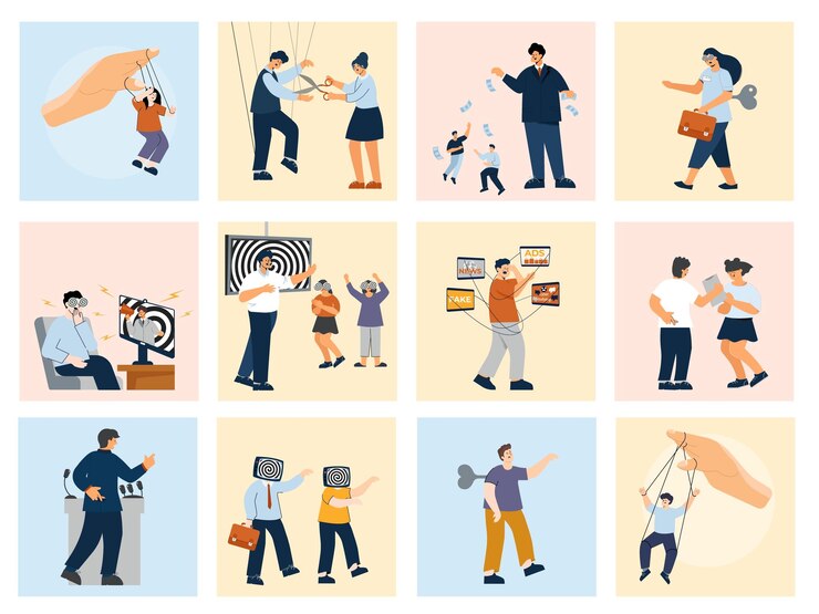 Free Vector manipulation square compositions set