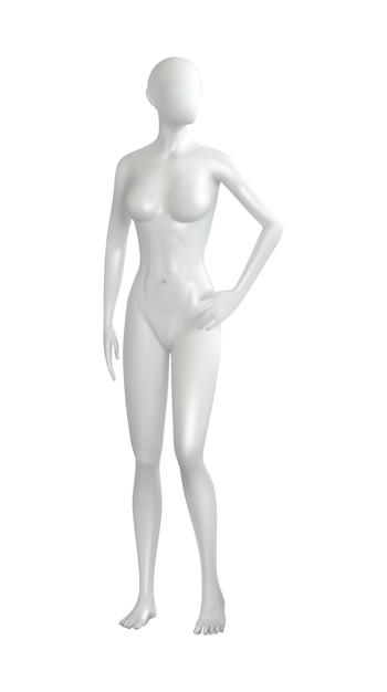 Бесплатное векторное изображение Реалистичная композиция манекенов с изолированным изображением стоящего манекена женского тела, векторная иллюстрация