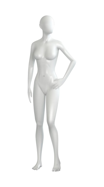 Mannequins realistic composition with isolated image of standing dummy female body vector illustration