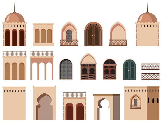 Free vector many building design set with different windows