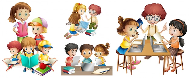 Бесплатное векторное изображение Многие дети делают различные виды деятельности