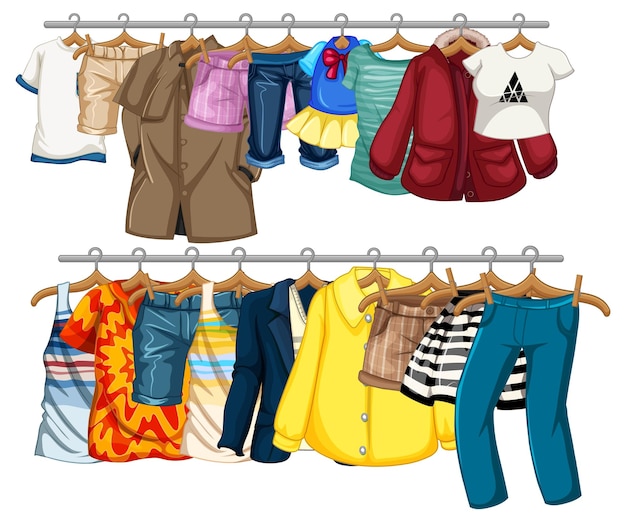 Free vector many clothes hanging on clothesline