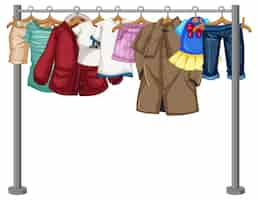 Free vector many clothes hanging on clothesline