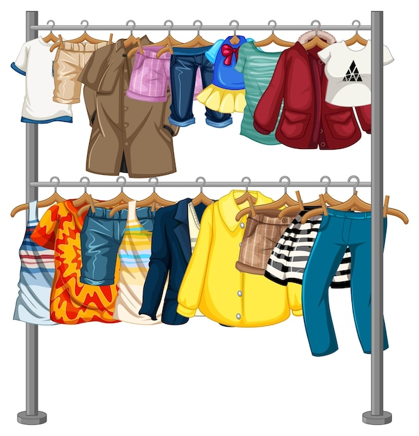 Free vector many clothes hanging on clothesline