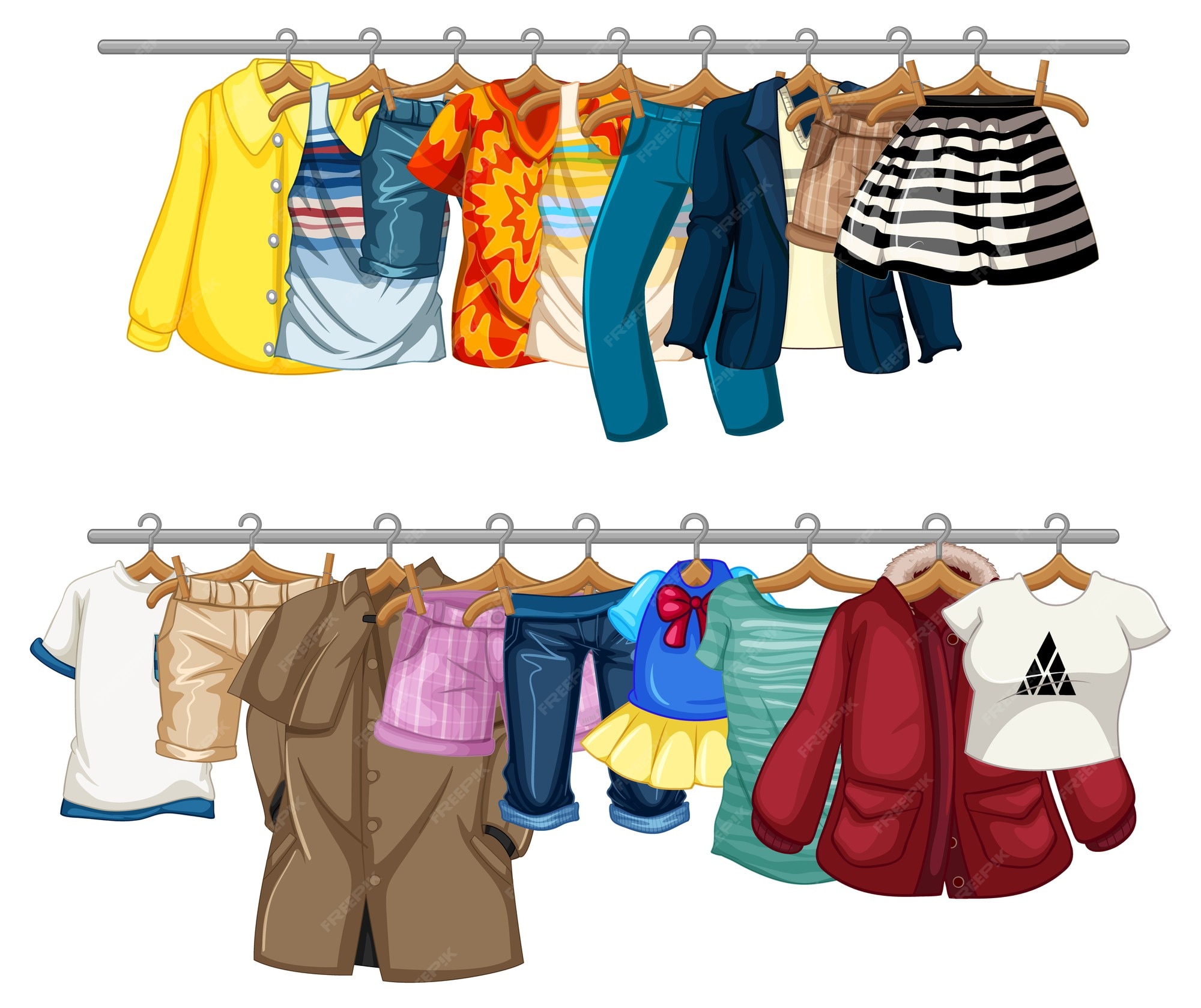 Free Vector | Many clothes hanging on a line Free Vector | Many clothes hanging on a line