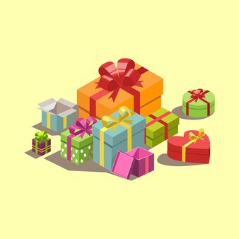 Many different boxes with gifts for the holiday - vector illustration