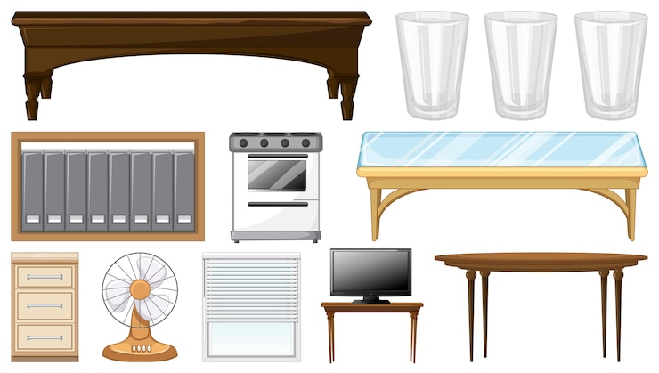 Free Vector many furniture and household appliances