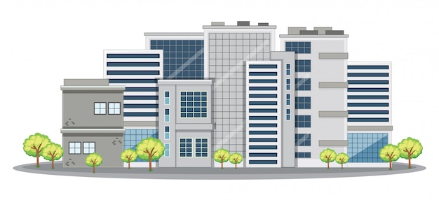 Бесплатное векторное изображение Много офисных зданий в городе