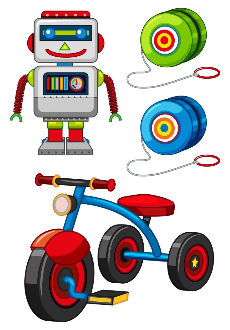 Free Vector many toys on white background illustration