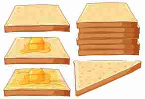 Free vector many white breads with butter collection