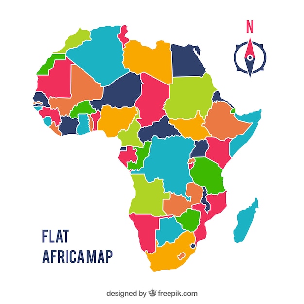 Vettore gratuito mappa di africa in stile piano