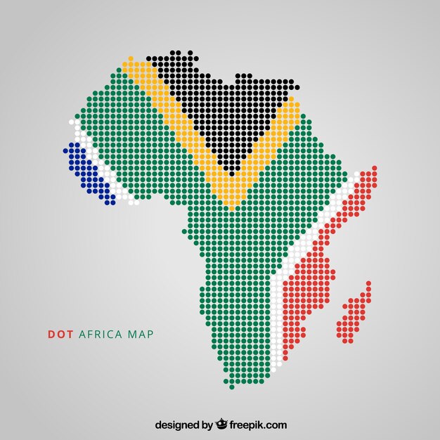 Map of africa with dots of colors