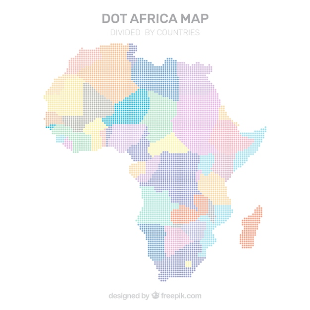 Vettore gratuito mappa dell'africa con punti di colori