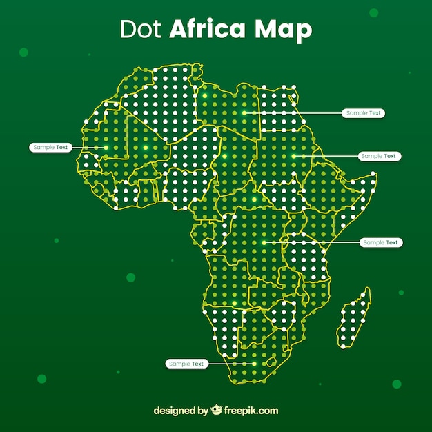 アフリカの地図と色のドット