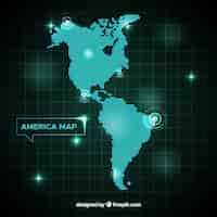 Vettore gratuito mappa delle americhe con punti