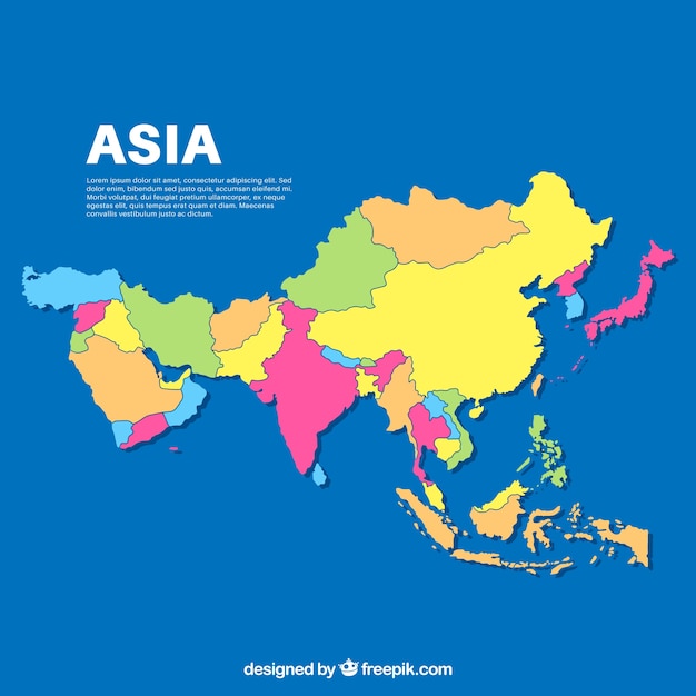 플랫 스타일의 아시아지도
