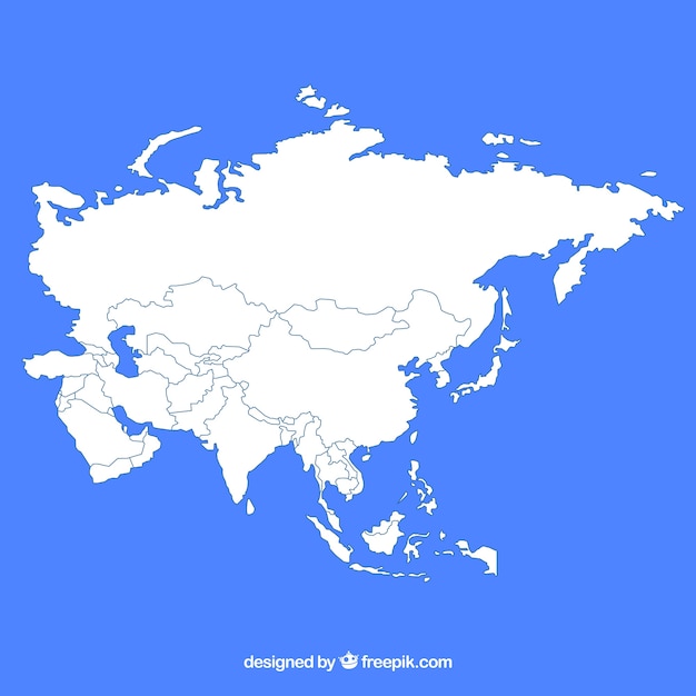 フラットスタイルのアジアの地図