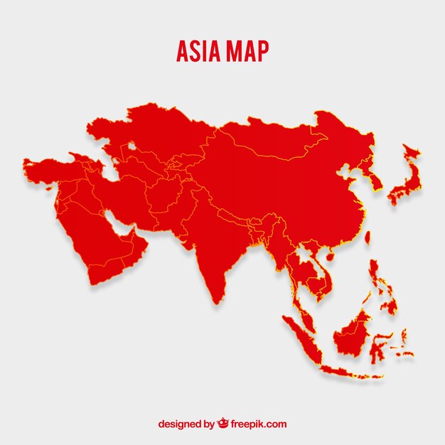 フラットスタイルのアジアの地図