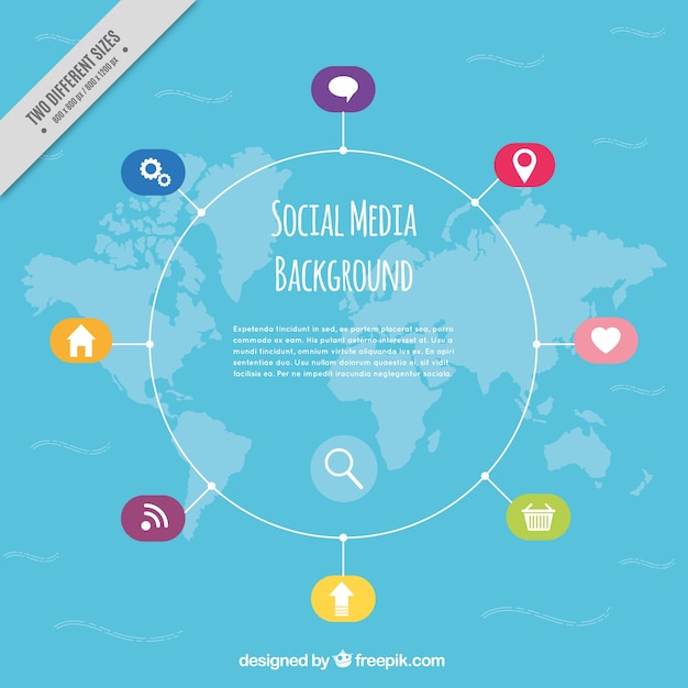 Free vector map background and social networks