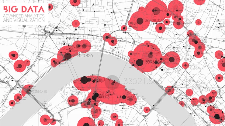 Free Vector map of big data in modern city