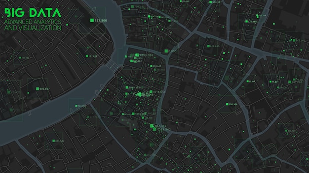 Free vector map of big data in modern city