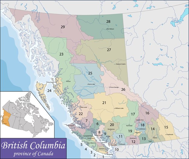 Premium Vector | Map of british columbia