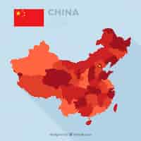 Free vector map of china in tones of red