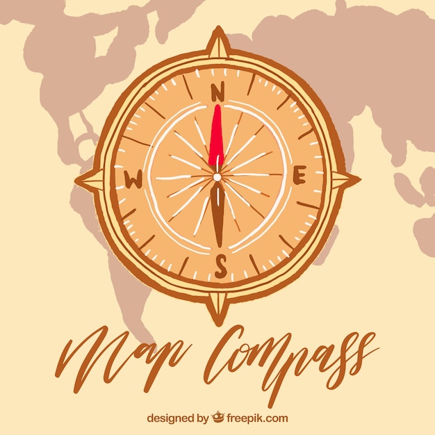 Map compass with world map