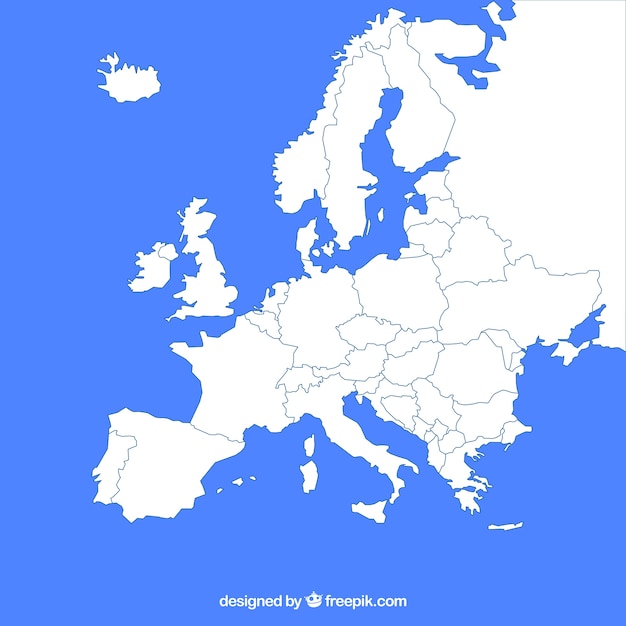 Map of europe with colors in flat style
