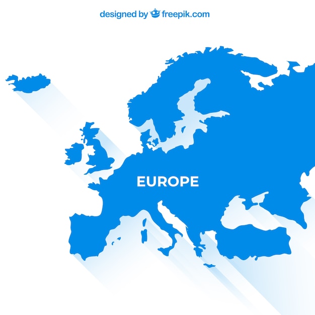 Карта Европы с цветами в плоском стиле