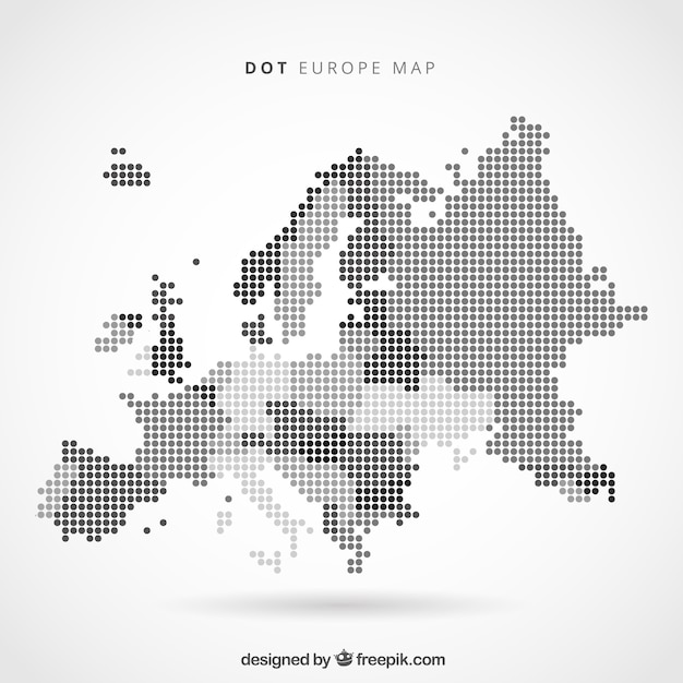 Map of europe with dots in flat style