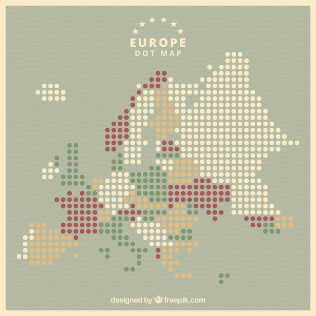 Map of europe with dots in flat style