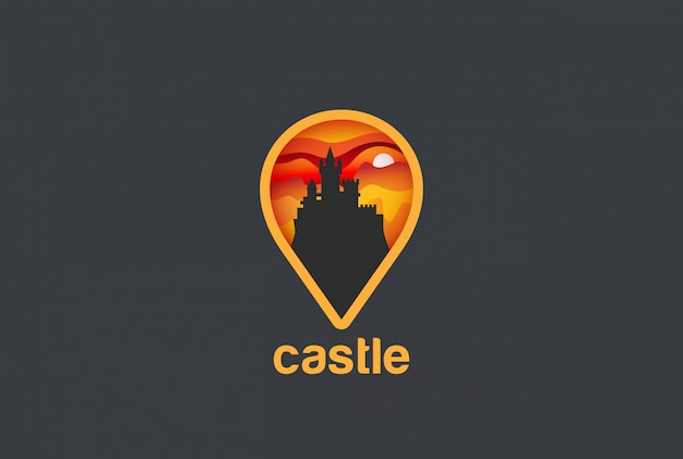 Map Geo Locator Castle Logo vector icon