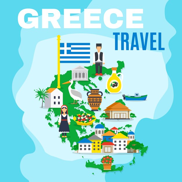 ギリシャ地図ポスター