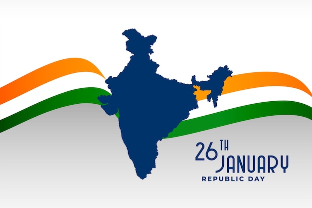 Free vector map of india silhouette with indian flag for republic day event