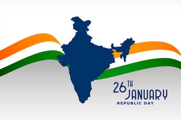 Map of india silhouette with indian flag for republic day event