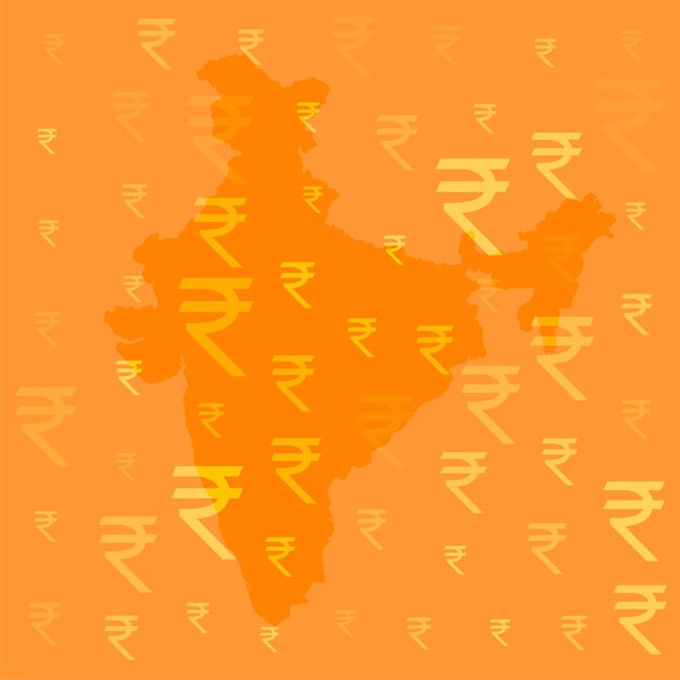 Map of india with indian currency rupee symbol design