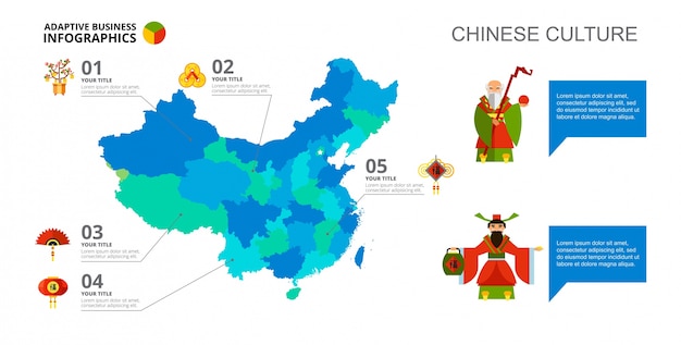 インフォグラフィックススライドテンプレートの地図