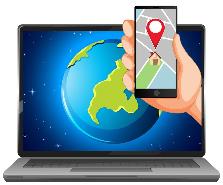 Free Vector map and location on electronic devices