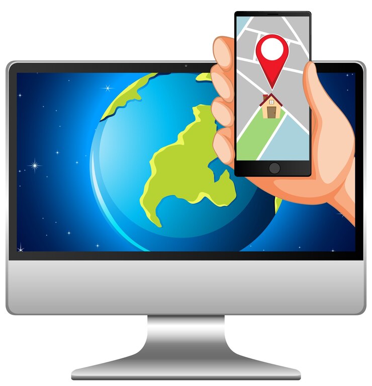Free Vector map and location on electronic devices