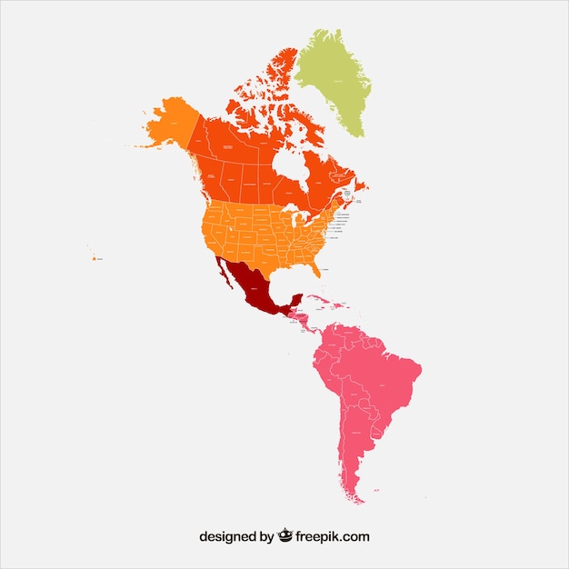 Mappa del nord e del sud america