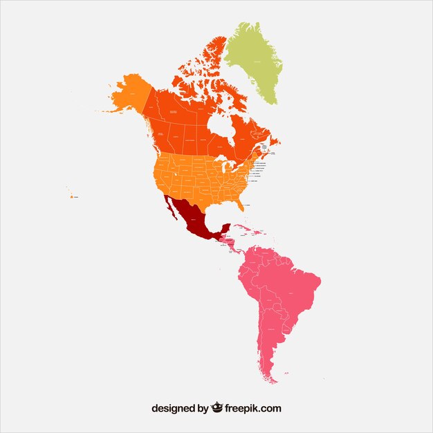 Map of north and south america