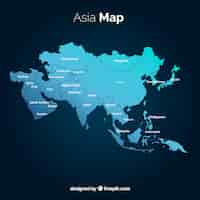 無料ベクター フラットスタイルのアジアの地図