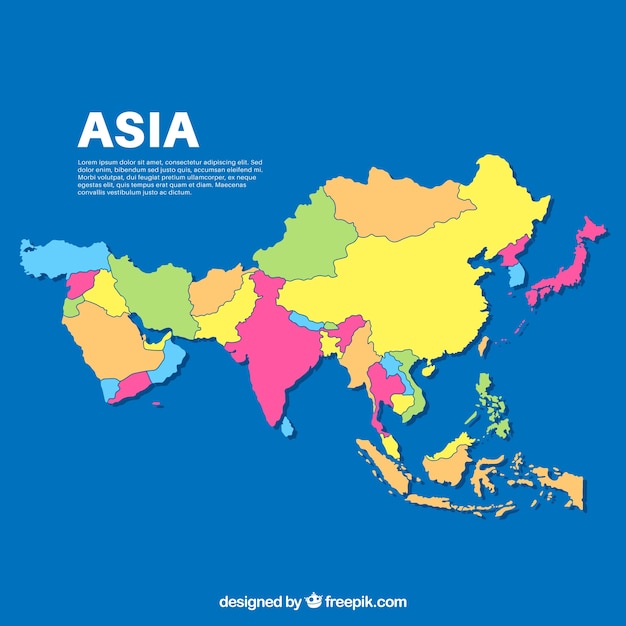 フラットスタイルのアジアの地図