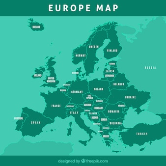 フラット​スタイル​の​色​を​使った​ヨーロッパ​の​地図