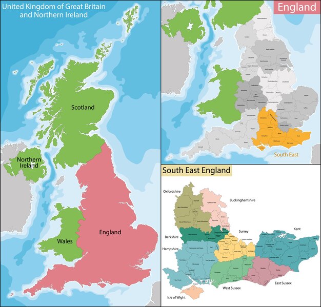 Premium Vector | Map of south east england
