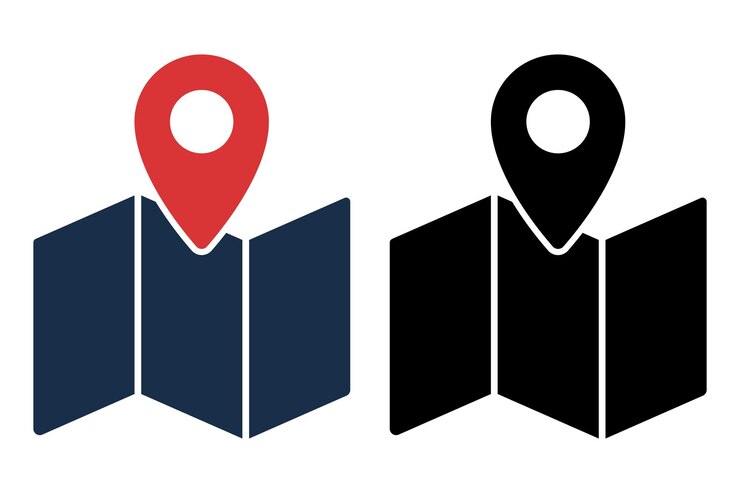Free Vector map with location pin set of two